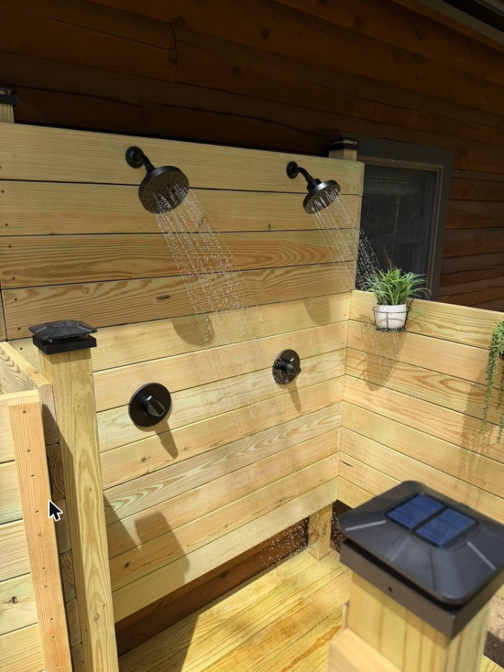 Custom outdoor shower plumbing